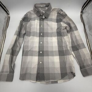 Express Men’s Black & White Plaid Button-Down Shirt